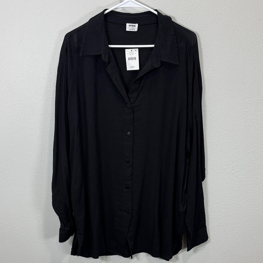 Cotton On Airley Oversized Summer shirt black gauzy